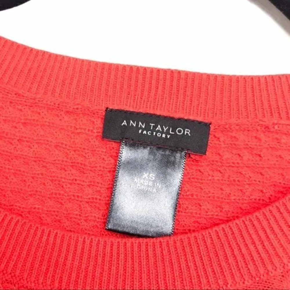 Ann Taylor Factory Lightweight Red Knit Sweater XS